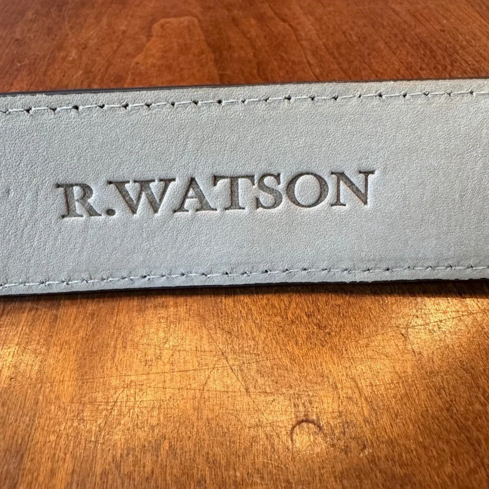R Watson Belt Mens 40 Brown Kango Tobac Full‎ Quill Ostrich Tooled RWB2312